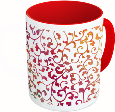 

MiiCreations Printed Two Tone Red And White Design Ceramic Mug(325 ml)