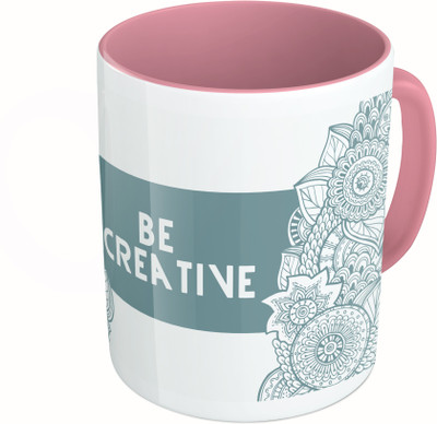 

MiiCreations Printed Two Tone Pink And White Be Creative Ceramic Mug(325 ml)