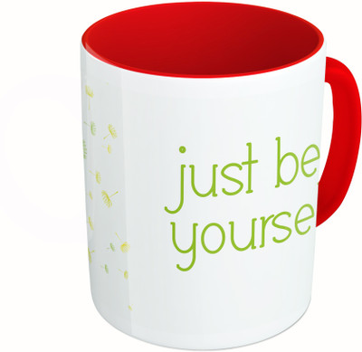 

MiiCreations Printed Two Tone Red And White Just Be Yourself Ceramic Mug(325 ml)