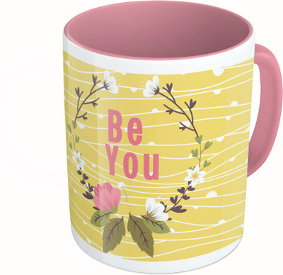 

MiiCreations Printed Two Tone Pink And White Be You Ceramic Mug(325 ml)