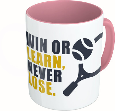 

MiiCreations Printed Two Tone Pink And White Win Or Learn, Never Lose Ceramic Mug(325 ml)