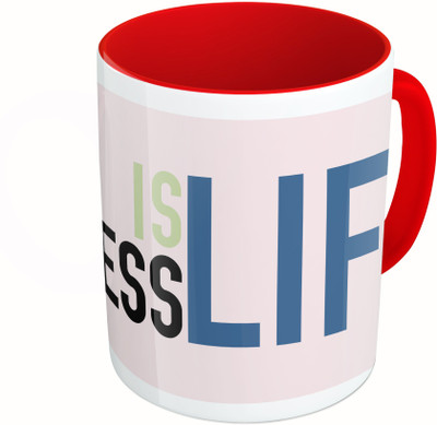 

MiiCreations Printed Two Tone Red And White Chess Is Life Ceramic Mug(325 ml)