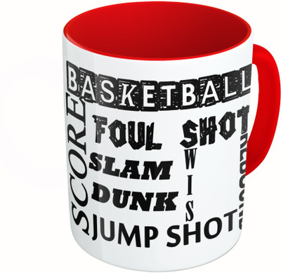 

MiiCreations Printed Two Tone Red And White Basketball quotations Ceramic Mug(325 ml)