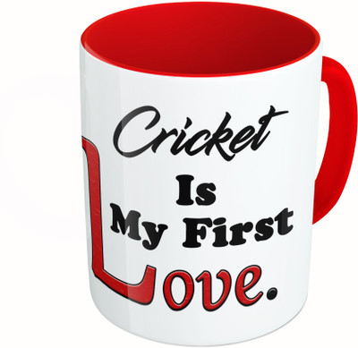 

MiiCreations Printed Two Tone Red And White Cricket Is My First Love Ceramic Mug(325 ml)