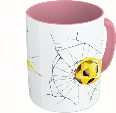 

MiiCreations Printed Two Tone Pink And White Football Ceramic Mug(325 ml)