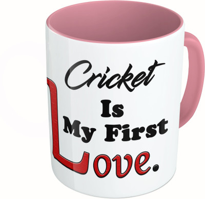

MiiCreations Printed Two Tone Pink And White Cricket Is My First Love Ceramic Mug(325 ml)