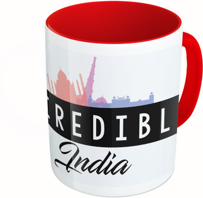 

MiiCreations Printed Two Tone Red And White Incredible India Ceramic Mug(325 ml)