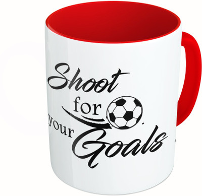 

MiiCreations Printed Two Tone Red And White Shoot For Your Goals! Ceramic Mug(325 ml)