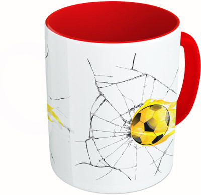 

MiiCreations Printed Two Tone Red And White Football Ceramic Mug(325 ml)