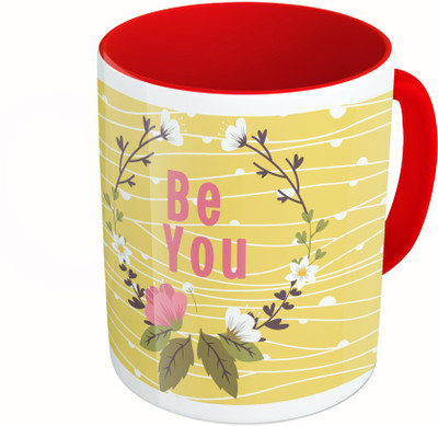 

MiiCreations Printed Two Tone Red And White Be You Ceramic Mug(325 ml)