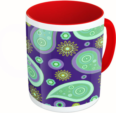 

MiiCreations Printed Two Tone Red And White Colorfull Pattern Ceramic Mug(325 ml)
