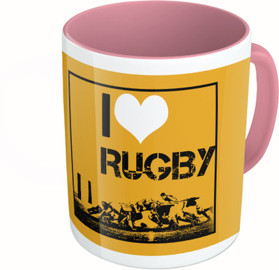 

MiiCreations Printed Two Tone Pink And White I Love RugbyI Love Rugby Ceramic Mug(325 ml)