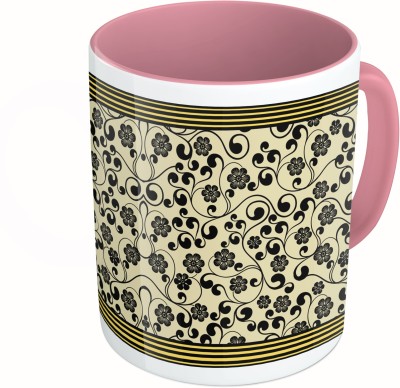 

MiiCreations Printed Two Tone Pink And White Pink Flower Pattern Ceramic Mug(325 ml)