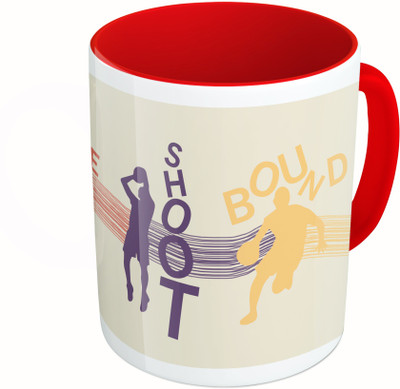 

MiiCreations Printed Two Tone Red And White Basketball| Dribble Shoot Bound Score Ceramic Mug(325 ml)