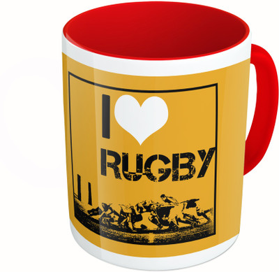 

MiiCreations Printed Two Tone Red And White I Love RugbyI Love Rugby Ceramic Mug(325 ml)