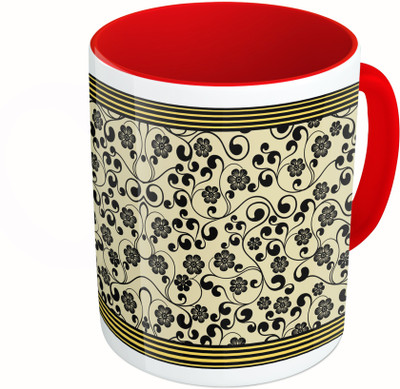 

MiiCreations Printed Two Tone Red And White Red Flower Pattern Ceramic Mug(325 ml)