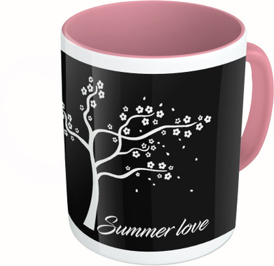 

MiiCreations Printed Two Tone Pink And White Summer Love Ceramic Mug(325 ml)