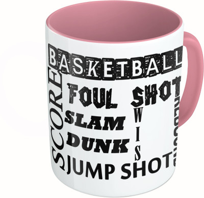 

MiiCreations Printed Two Tone Pink And White Basketball quotations Ceramic Mug(325 ml)