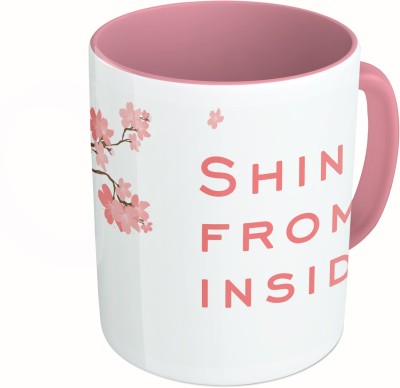 

MiiCreations Printed Two Tone Pink And White Shine From Inside Ceramic Mug(325 ml)