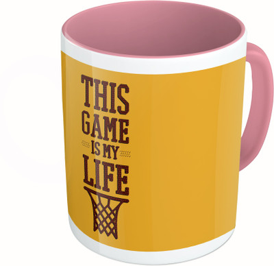 

MiiCreations Printed Two Tone Pink And White This Game Is My Life Ceramic Mug(325 ml)