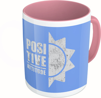 

MiiCreations Printed Two Tone Pink And White Positive Attitude Ceramic Mug(325 ml)