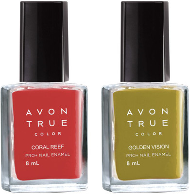 

Avon Anew True Color Nail Wear Pro+ Nail Enamel (set of 2) coral reef - golden vision(Pack of 2)