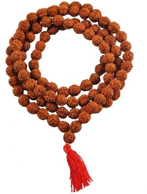 Malabar Gems 5 Mukhi Nepal Rudraksha Mala with 7mm 108+1 Beads - Original With Lab Certification Wood Chain