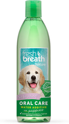 

Tropiclean Fresh Breath Puppy Water Additive Dental Care Mint Cologne(475 ml)