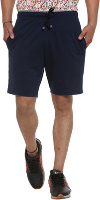 MACK JONNEY Solid Men Dark Blue Basic Shorts