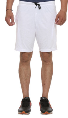 MACK JONNEY Solid Men White Basic Shorts