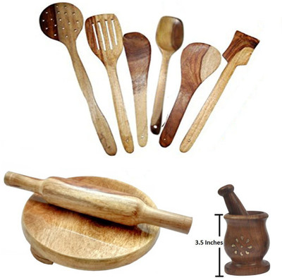 

craftspoint Wood Serving Spoon, Cooking Spoon Set(Pack of 9)