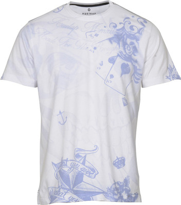 HUETRAP Printed Men Round Neck White T-Shirt