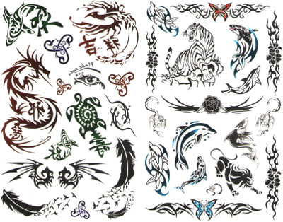 

Kauberi Jewels Combo Of 100 Temporary Waterproof Body Tattoo Standard Size For Girls/women(high Quality)ps12-34(Tribal Style)