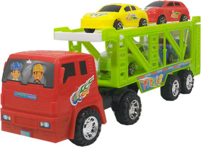 

HALO NATION Off Road Police Transporter Trailer 1:32 Childrens Kids Friction Toy Truck Ready To Run W/ 4 Toy Car , No Batteries Required(Multicolor)