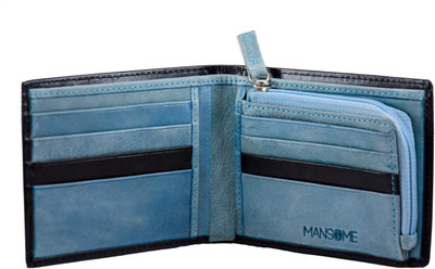 

Mansome Men Black, Blue, Multicolor Genuine Leather Wallet(11 Card Slots), Black;glacier
