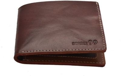 

STREET 99 Men Maroon, Tan Genuine Leather Wallet(5 Card Slots)