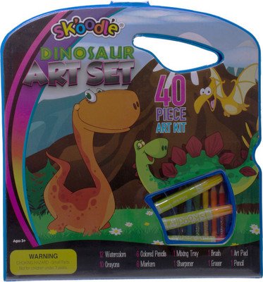 

SKOODLE Kids drawing 40 Pieces Dinasaur Coloring Kit Art Set