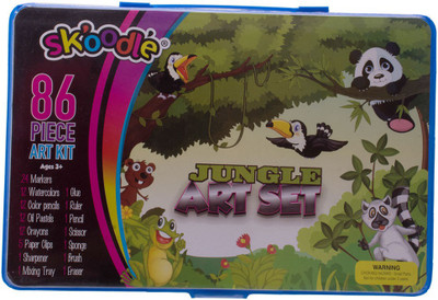 

SKOODLE Kids drawing 86 Pieces Jungle Coloring Kit Art Set