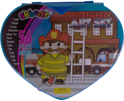 

SKOODLE Kids Heart Shape drawing 56 Pieces Firefighter Coloring Kit Art Set