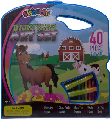 

SKOODLE Kids drawing 40 Pieces Barnyard Coloring Kit Art Set