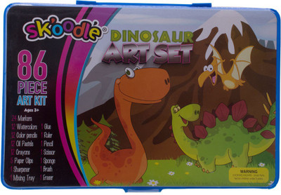 

SKOODLE Kids drawing 86 Pieces Dinosaur Coloring Kit Art Set