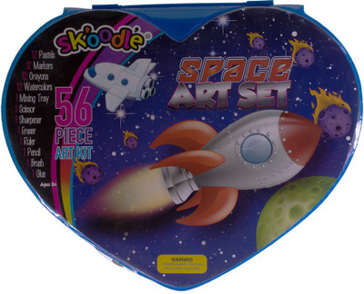 

SKOODLE Kids Heart Shape drawing 56 Pieces Space Coloring Kit Art Set