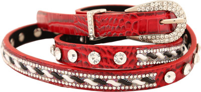 

Mooi Women Casual Red Artificial Leather Belt