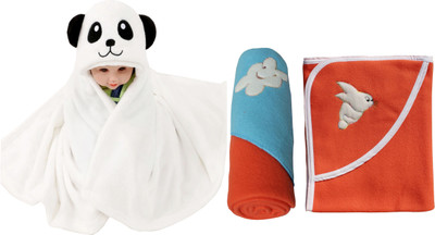 

My New Born Cartoon  Hooded Baby Blanket(Polyester, White: Red