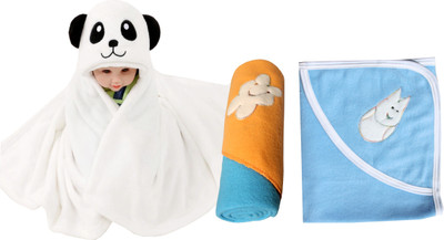 

My New Born Cartoon  Hooded Baby Blanket(Polyester, White:Light Bule