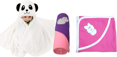 

My New Born Cartoon  Hooded Baby Blanket(Polyester, White:Rani