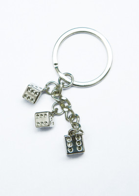 

JOSHISNEST matelic unique silver dice Key Chain(Silver)