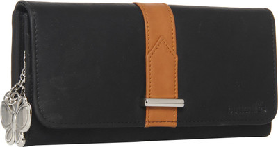 

Butterflies Casual Black, Tan Clutch