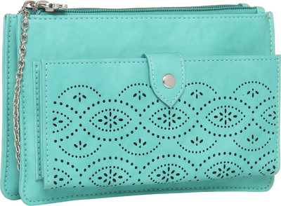 

Butterflies Casual Green Clutch