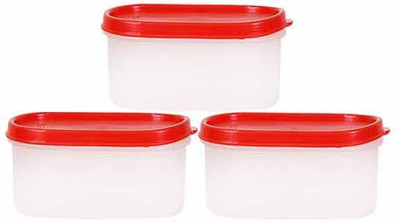 

SSD Microwaveable Space Saver 3PC - 600 ml Plastic Grocery Container(Pack of 3, White, Red), Red;white